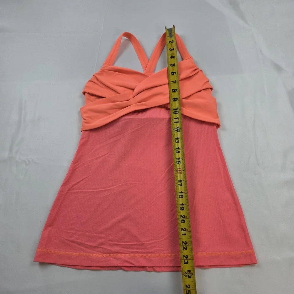 Lululemon Tank Top Womens 6 Pink Orange Built In Bra Colorblock Yoga Athletic